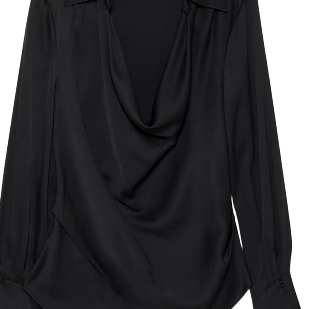 Elegant Black satin Women's Top